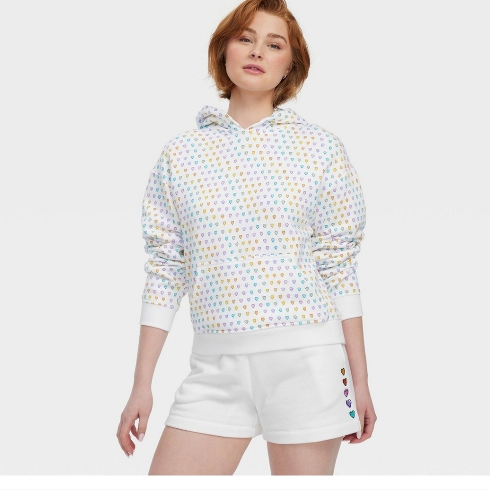 Roller Rabbit X Target Disco Hearts Wave Hoodie - White/Pink - Size NWT